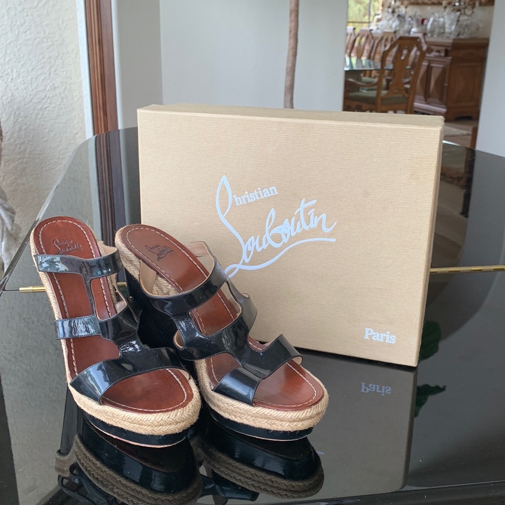 Louboutin Patent Leather Braided Wedge